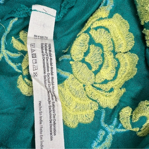Free People 100% Modal Teal + Sky Blue + Banana Dress Tied Open Light Natural - Picture 6 of 8